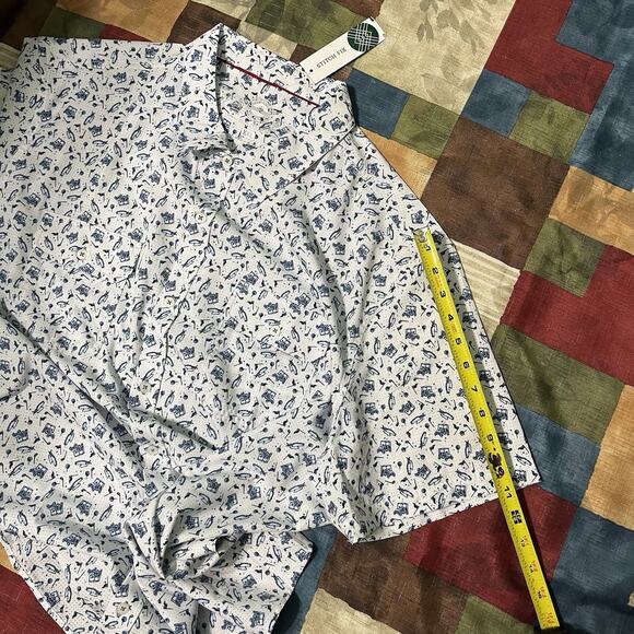 Flag & Anthem Mens Shirt Size XXL Stitch Fit Print Golf Button Down Short Sleeve - Picture 10 of 10